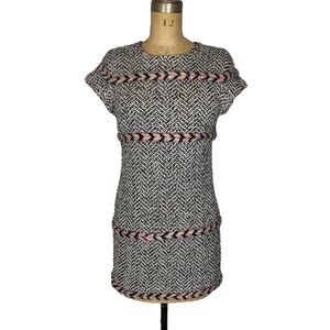 🌷 Wool Tweed Braided Detail Mini Dress Size S